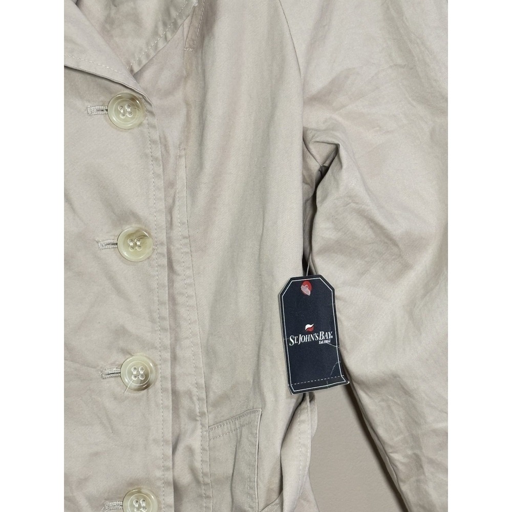 St Johns Bay Linen Jacket Womens Medium Beige Belted Lightweight NWT - Picture 4 of 10